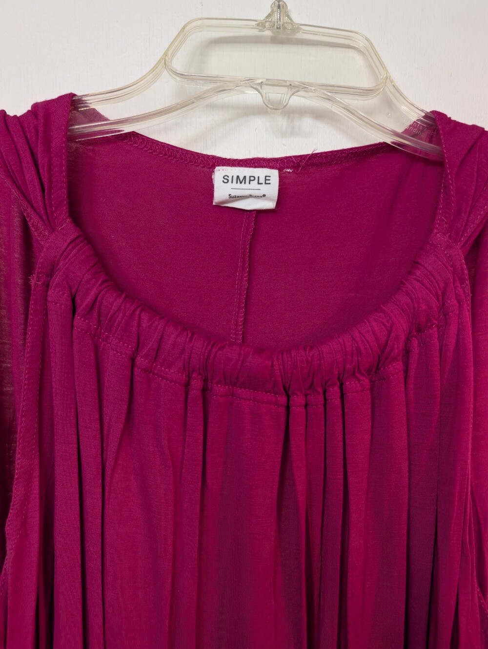 SIMPLE Suzanne Betro Magenta Tunic Top XL Sleeveless Gathered QVC Weekend - Picture 3 of 5